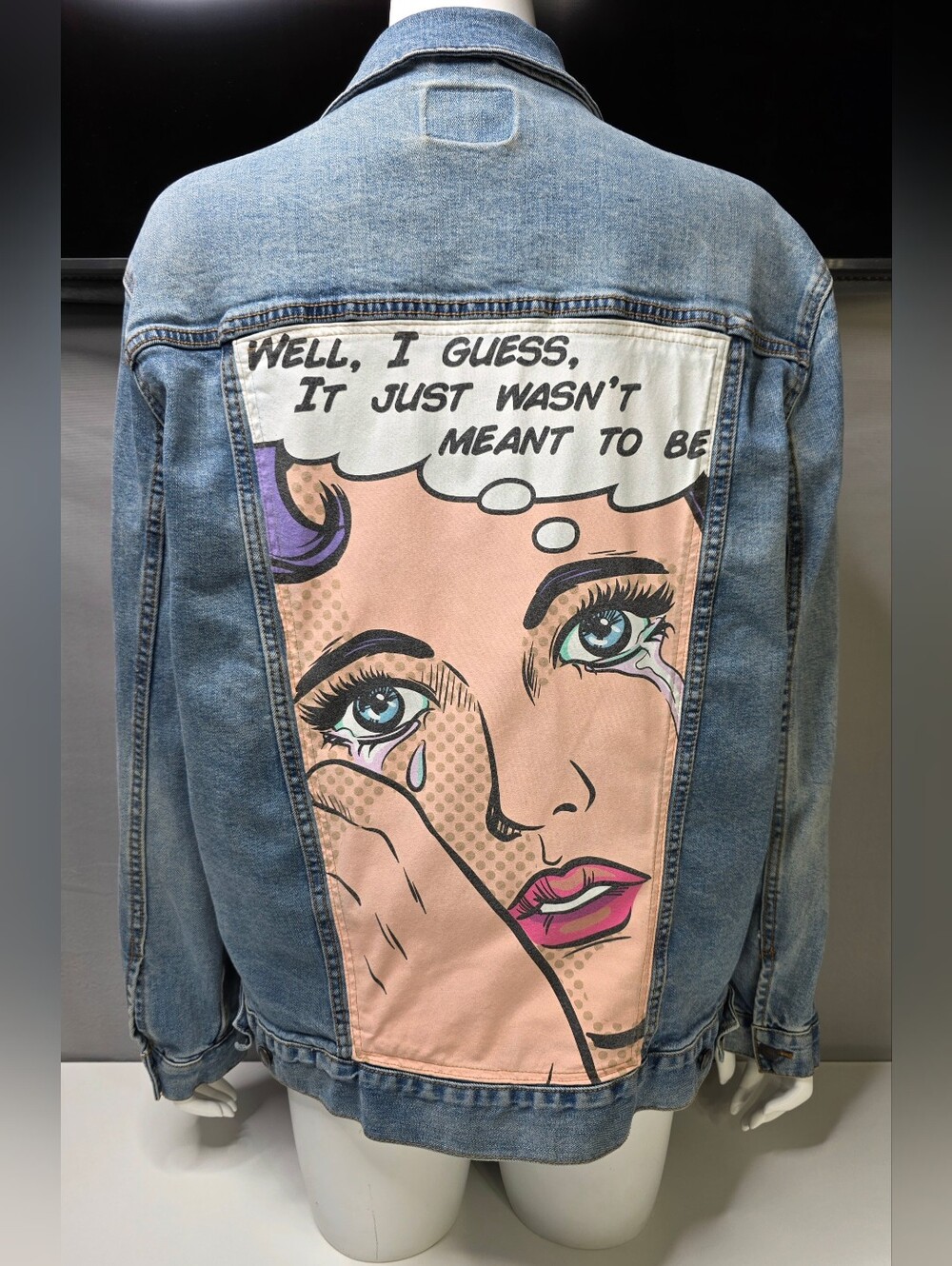 Threadfast Apparel Denim Jacket with Pop Art Back Panel Size XL